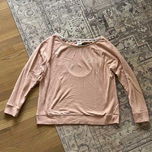 Victoria Secret PINK Cutout Sweatershirt Loungewear Womens Small Light Pink